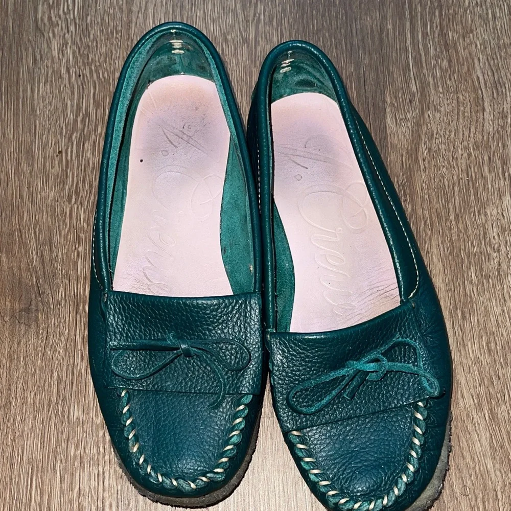 J.Crew amend green unlined leather moccasin slip-on loafers. 7